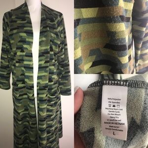 Large Lularoe camo Sarah duster cardigan